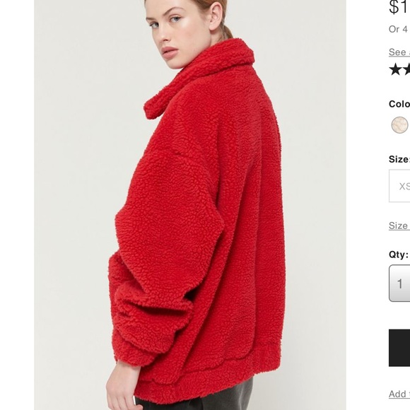 Pixie Teddy Coat in Red NWT, MED ❤️